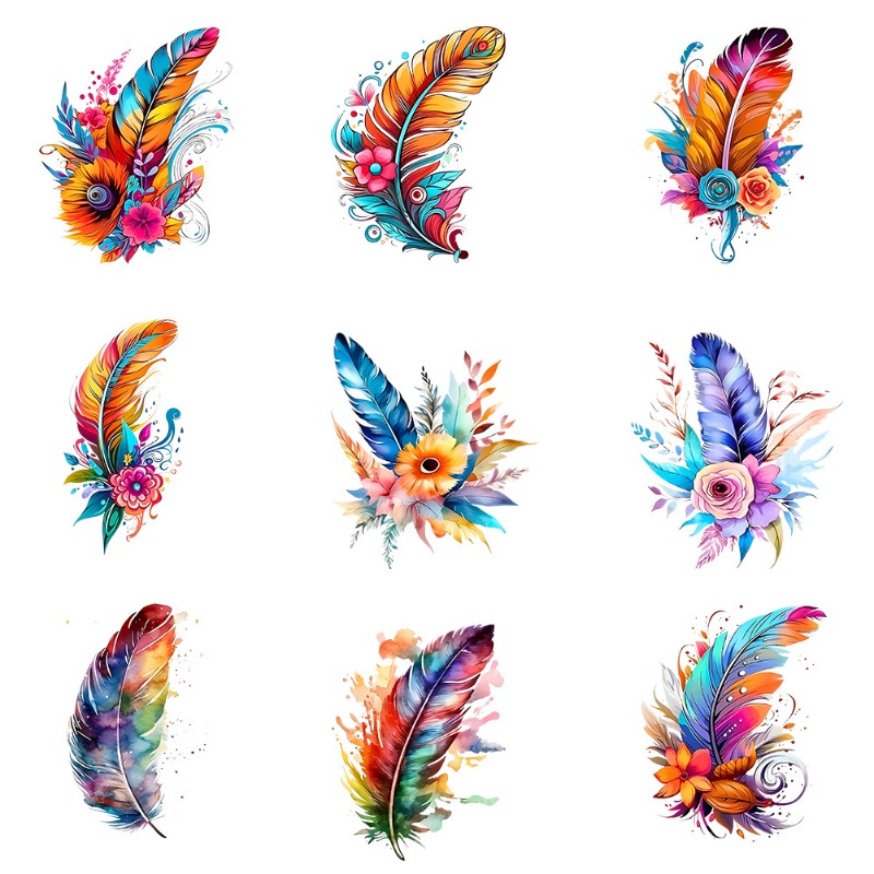 Colorful Feather Bohemian Iron - Embroidery Craft review and price