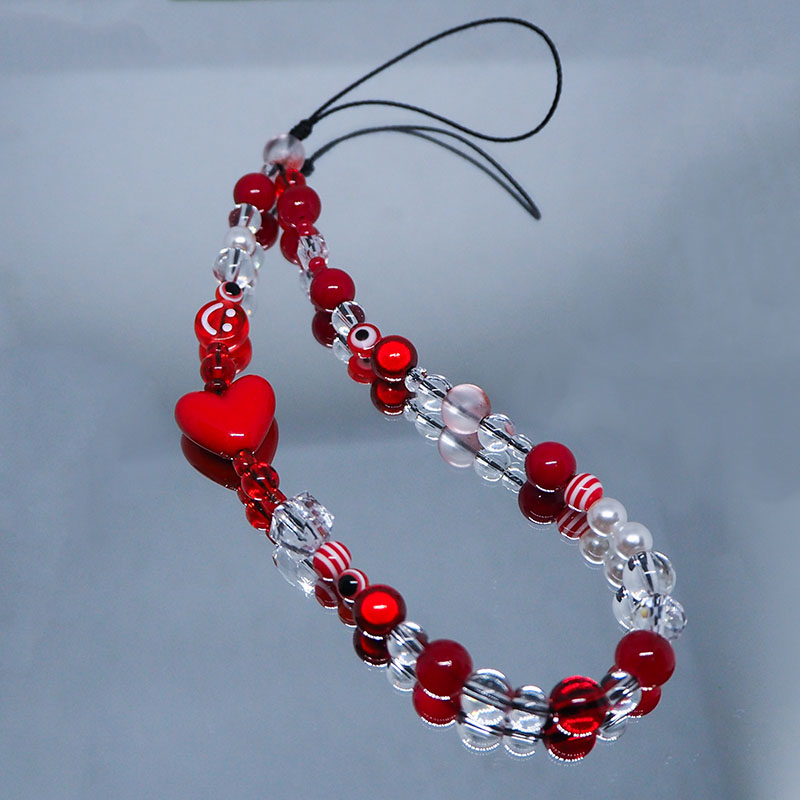 Red Clear Mobile Y2k Phone Cha - Pearl Trim Chain review and price