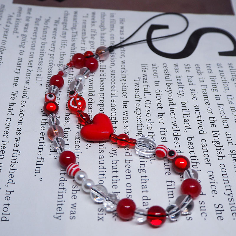 Red Clear Mobile Y2k Phone Cha - Pearl Trim Chain review and price